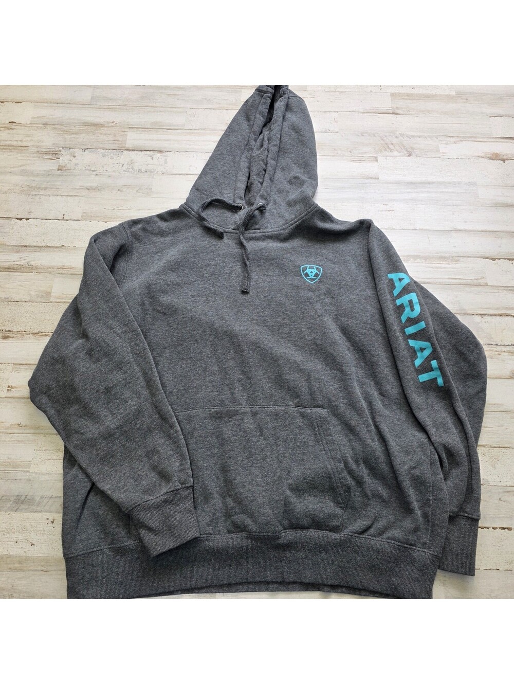Ariat REAL Women's XL Gray Fleece Pullover Hoodie Sweatshirt Western Rodeo Ranch